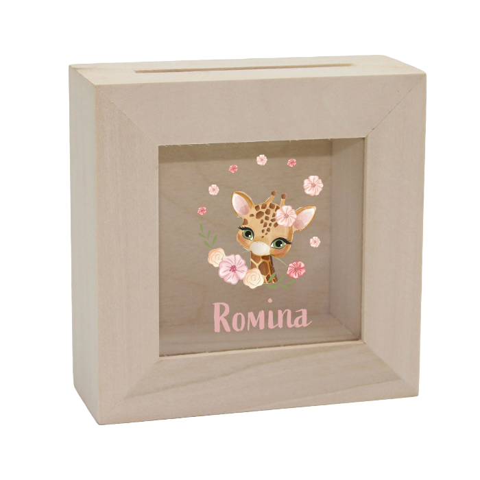 Mini tirelire 10x10cm Fille Girafe