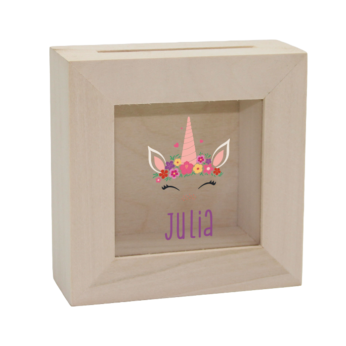 Mini Spardose 10x10cm schlafendes Einhorn