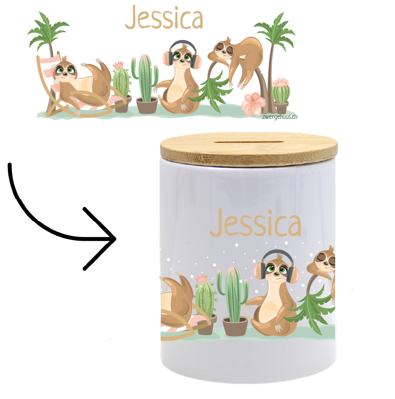 Cash box with lid - sloths