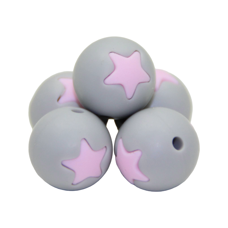 Silikonperle rund STERN 15mm