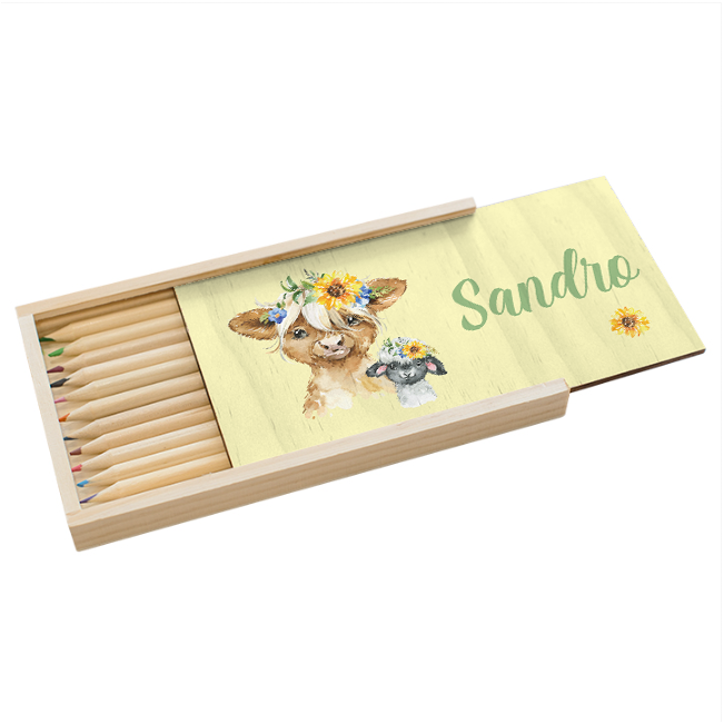 Pencil box wood highlan tier