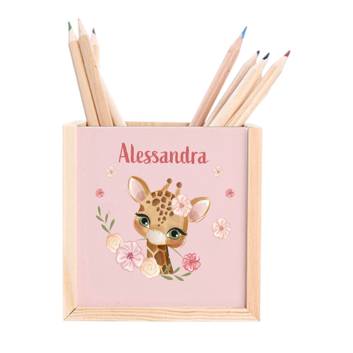 Pencil holder giraffe girl
