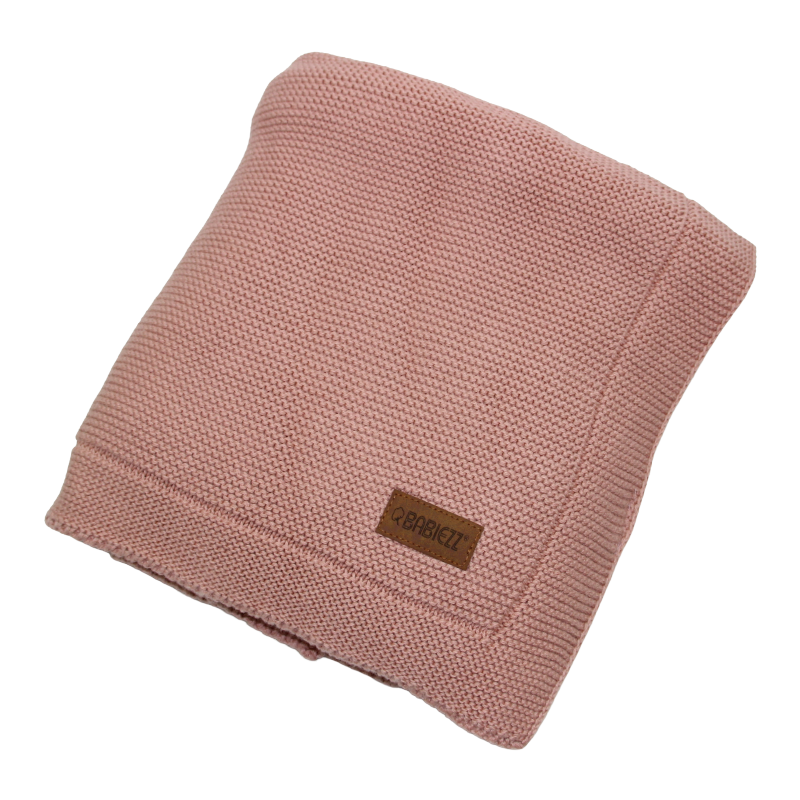 Couverture tricotée rose doux 80x100cm