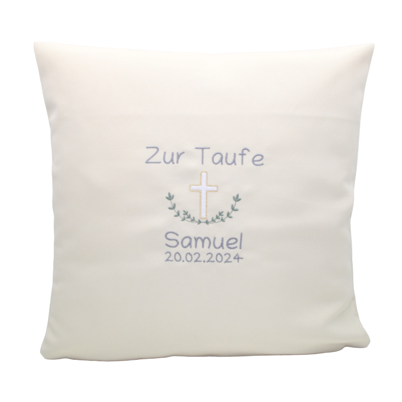 Oreiller de baptême Croix Florale