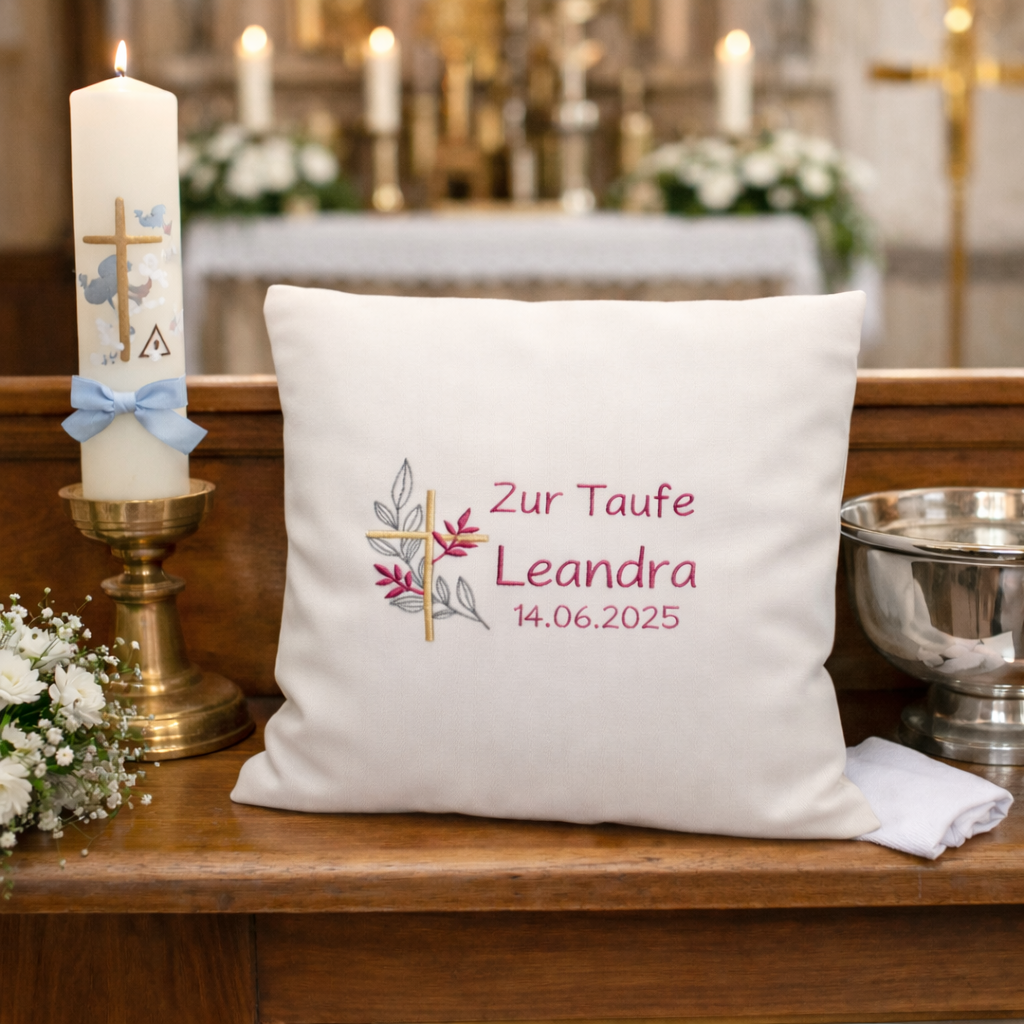Taufkissen Kreuz mauve