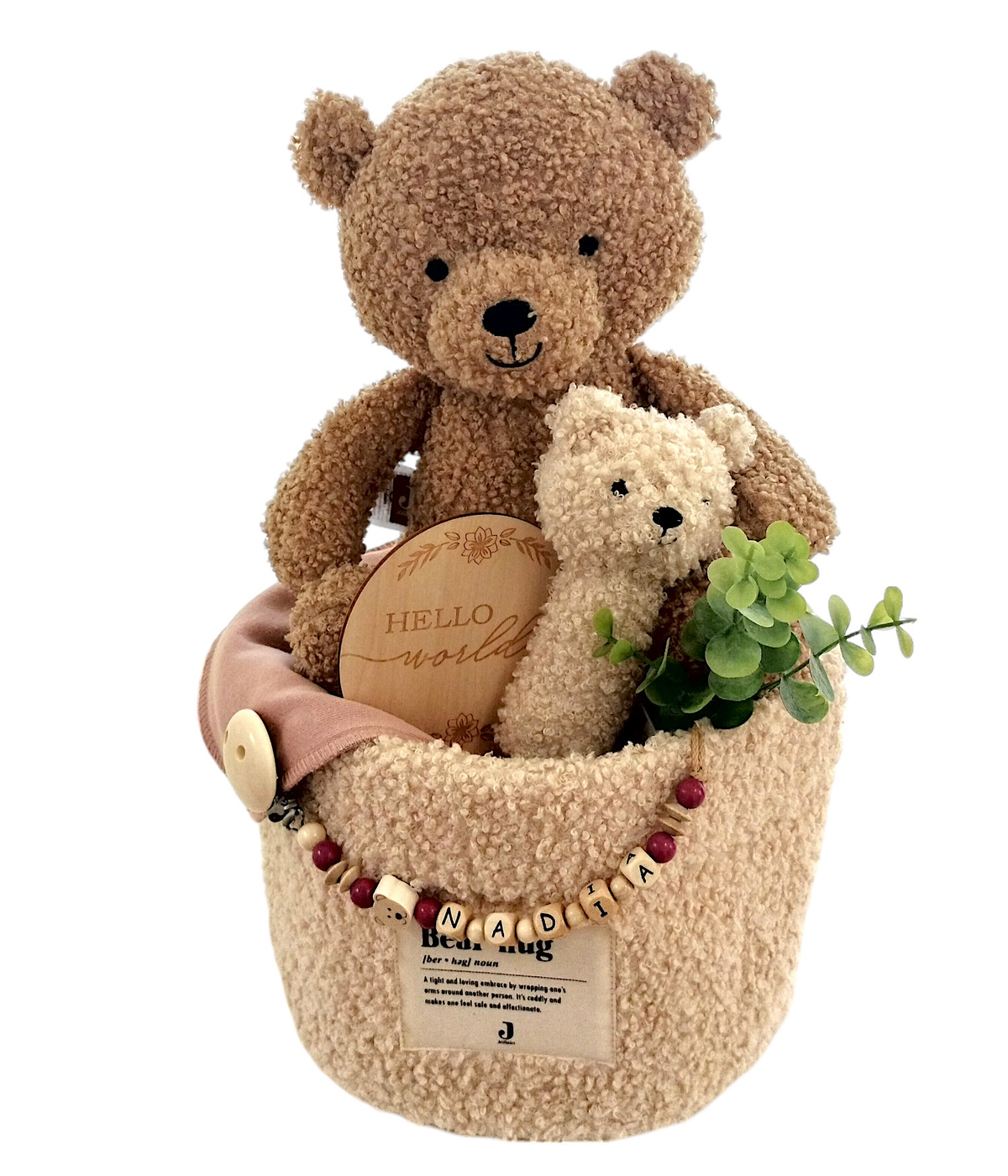 Diaper basket bear beige:dusky pink