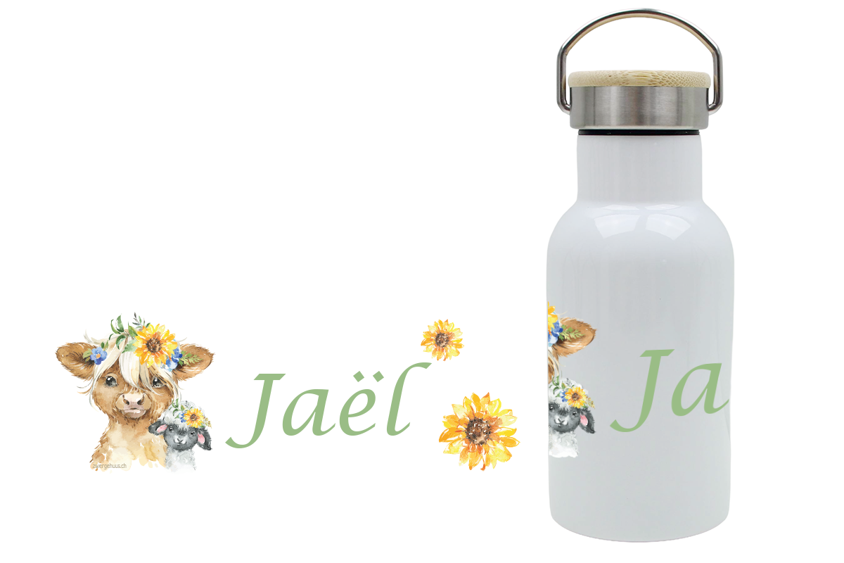 Thermos flask with bamboo lid 340ml Highland animals