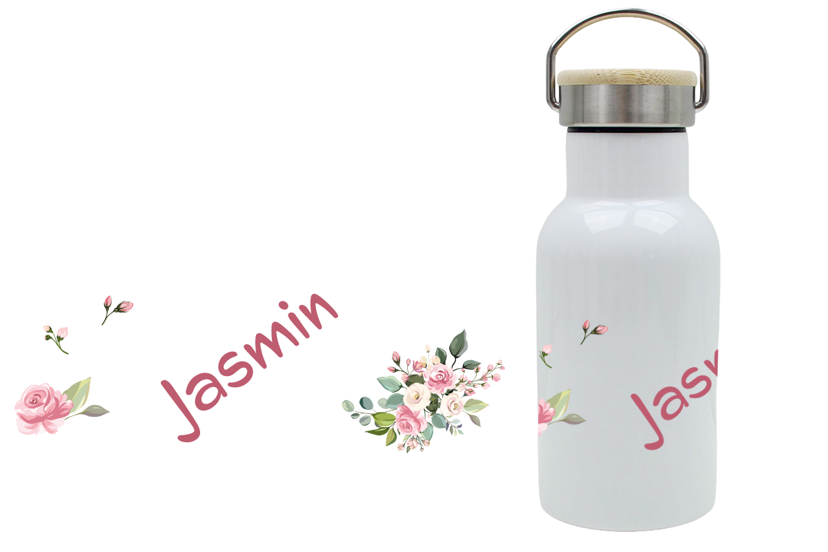 Thermoflasche Bambusdeckel 340ml Floral