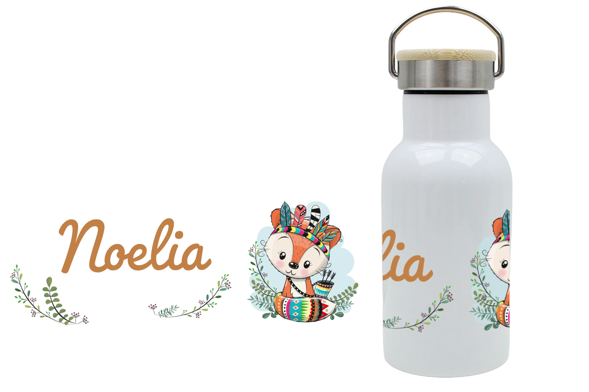 Thermoflasche Bambusdeckel 340ml Fuchs