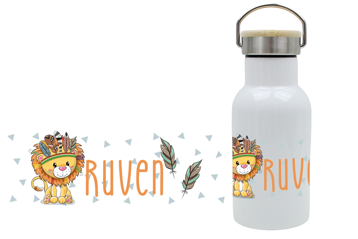 Thermoflasche Bambusdeckel 340ml Löwe
