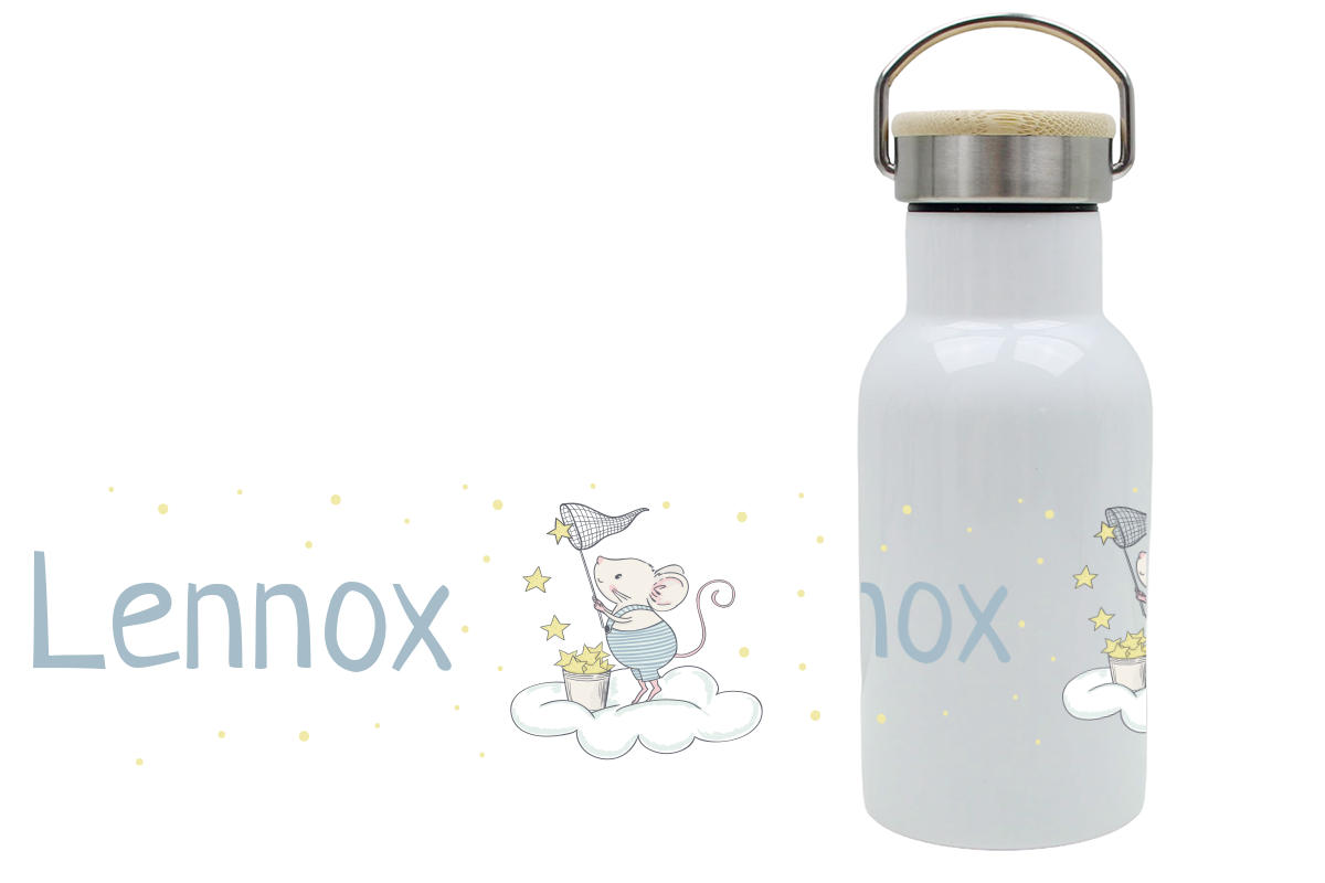 Thermoflasche Bambusdeckel 340ml Maus