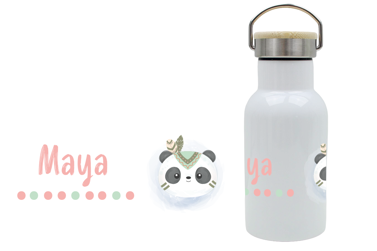 Thermoflasche Bambusdeckel 340ml Panda