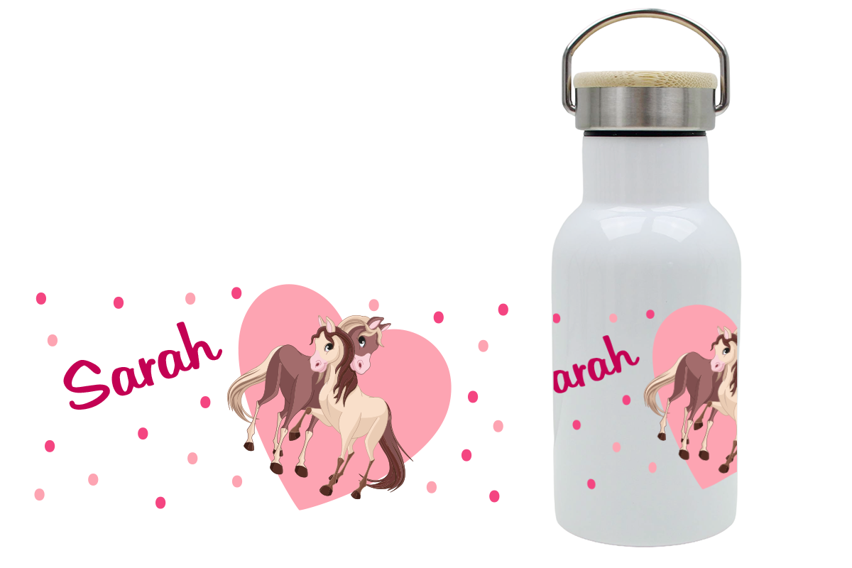 Thermoflasche Bambusdeckel 340ml Pferdeherz