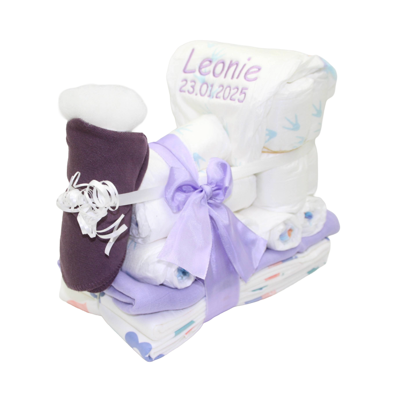 Windelgeschenk Lokomotive flieder