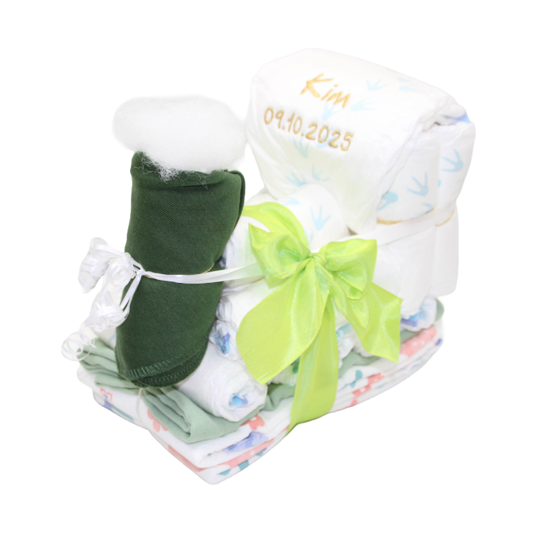 Windelgeschenk Lokomotive grüntöne