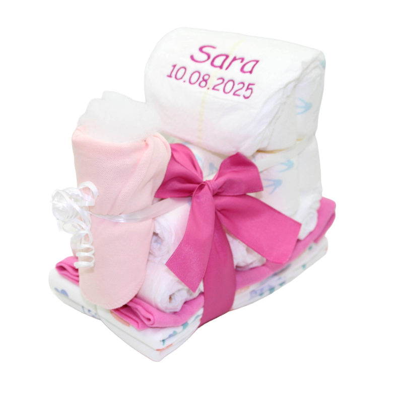Windelgeschenk Lokomotive pinktöne