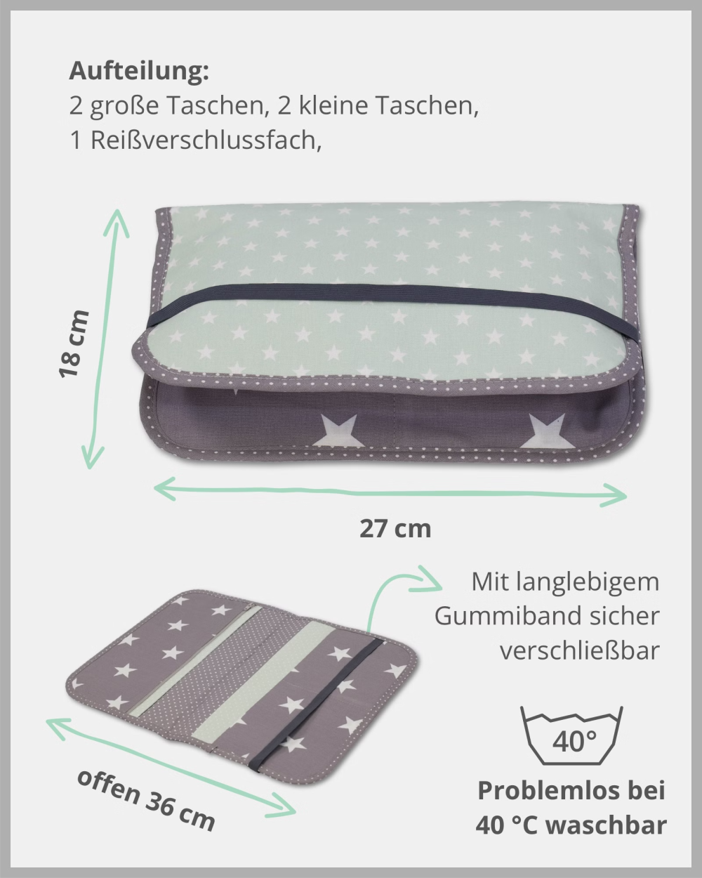 Windeltasche Sterne mint