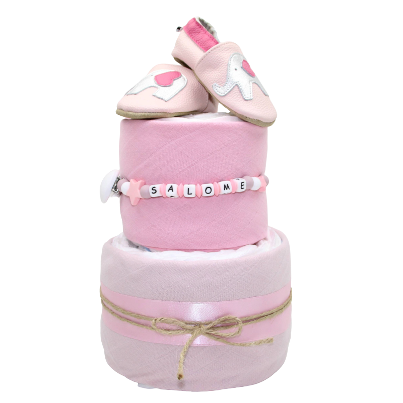 Windeltorte Finkli rosebraun:pastellrosa