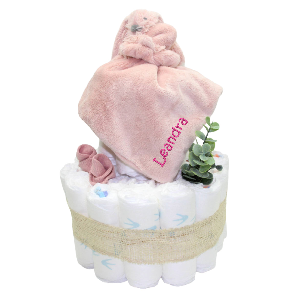 Windeltorte Kuscheltuch Hase rosa