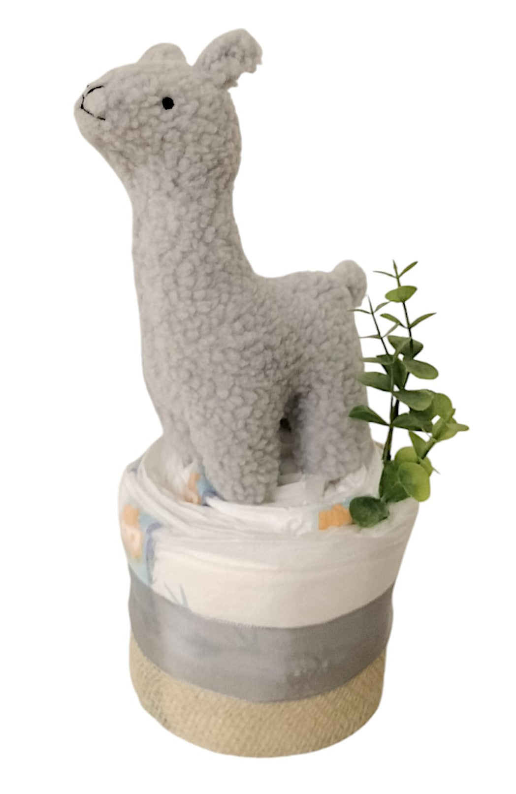 Diaper cake Nuscheli mini llama light gray