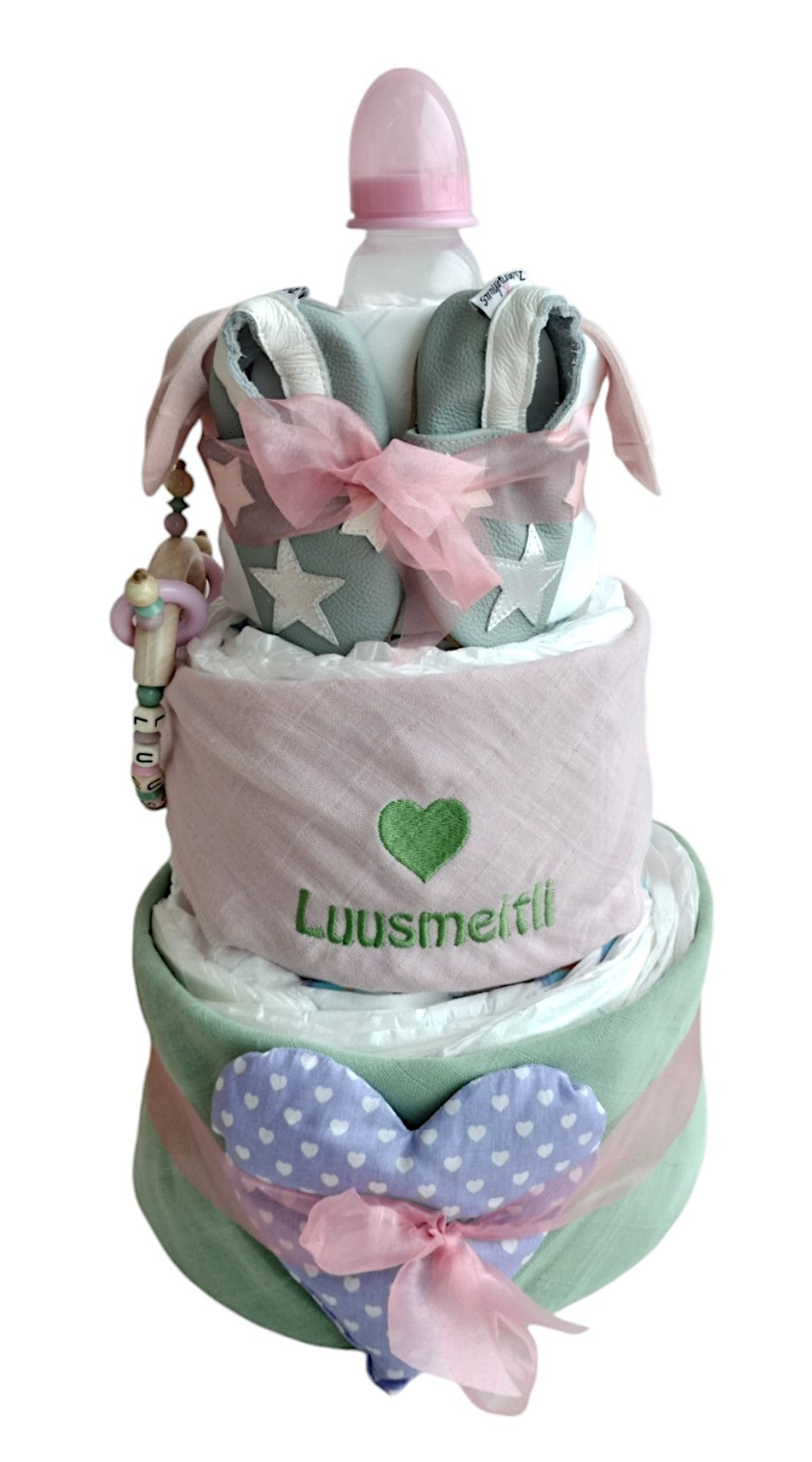 Diaper cake Nuscheli bunny pink