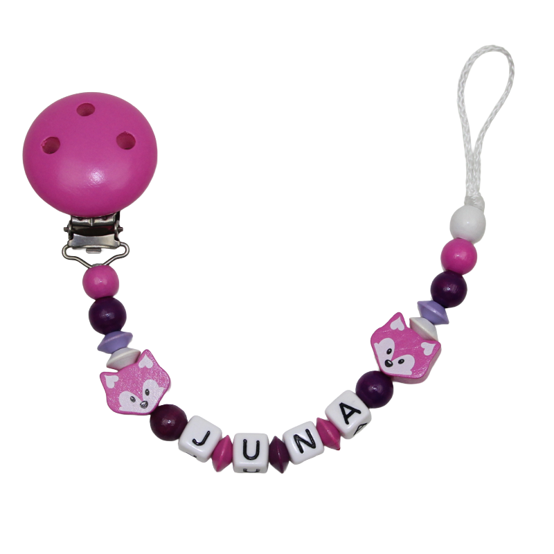 Nuggikette mit Name Fuchs pink:dunkelviolett