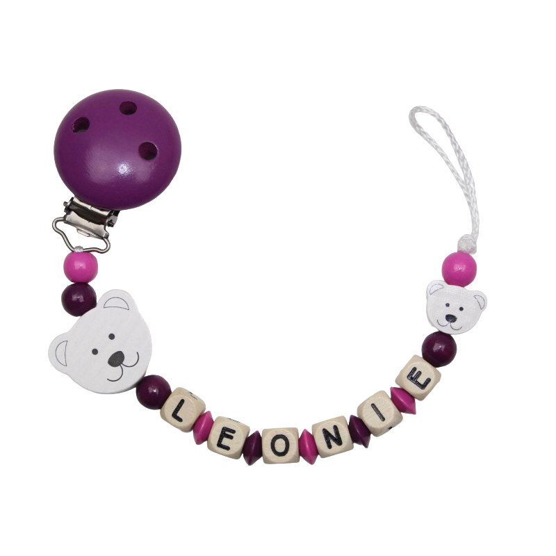 Nuggikette avec nom bärchenduo Weiss: Dark Violet