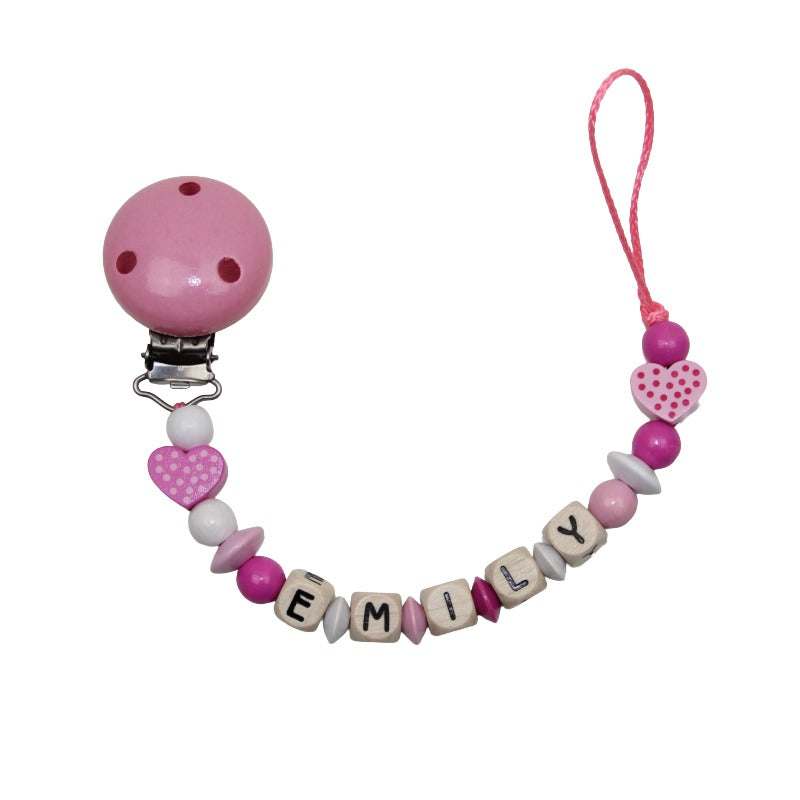 Nuggikette mit Name Tupfenherzchen pastellrosa:pink