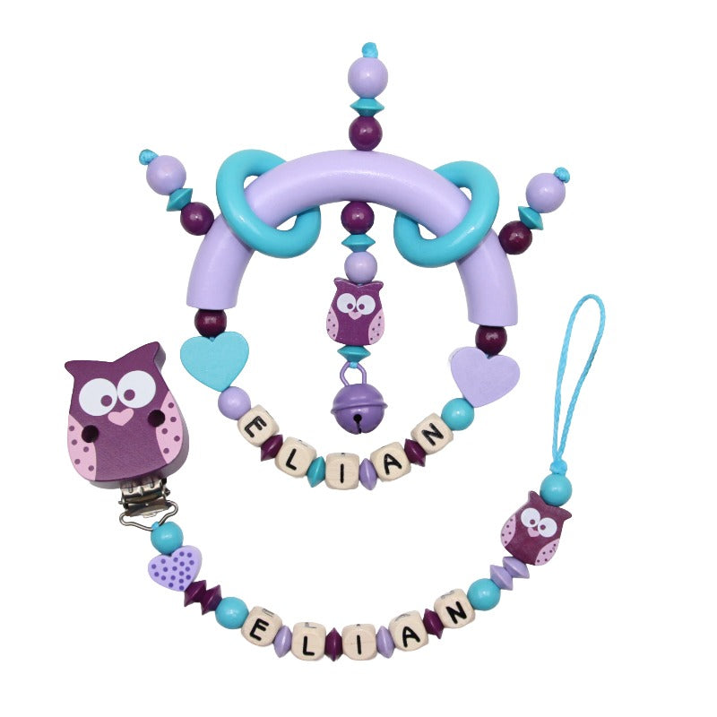 Ensemble cadeau hibou violet foncé: turquoise