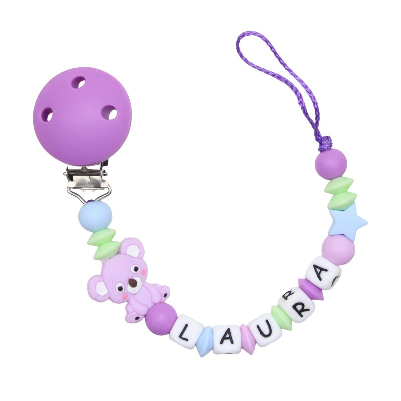 Nuggikette Silicone avec nom Koala Purlple: vert clair