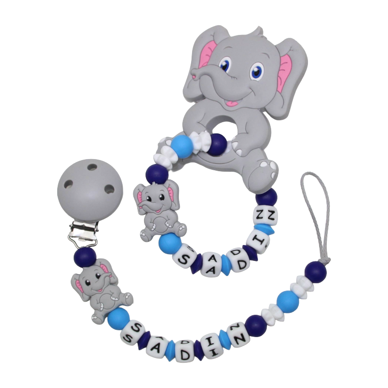 SILIKON gift set elephant light blue:gray