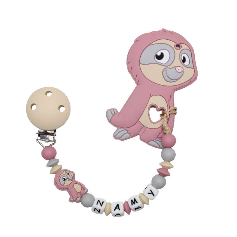 Nuggikette Silicone avec nom et remorque paresseux Blush: Beige