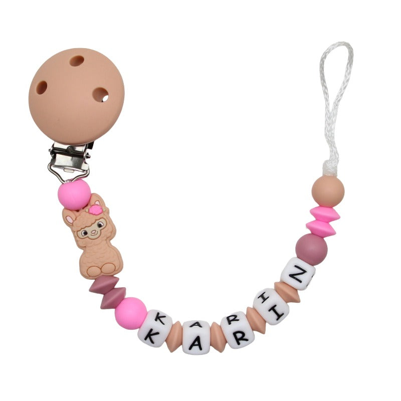 Nuggikette Silikon mit Name Lama pfirsich:blush