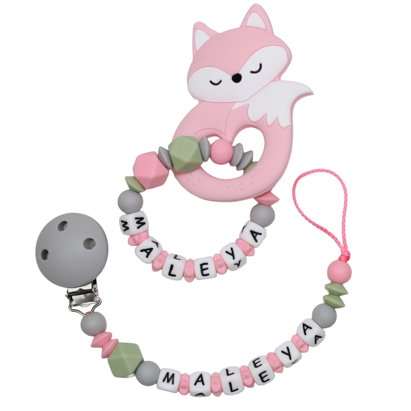 SILIKON Geschenkset Fuchs pastellrosa:lindgrün