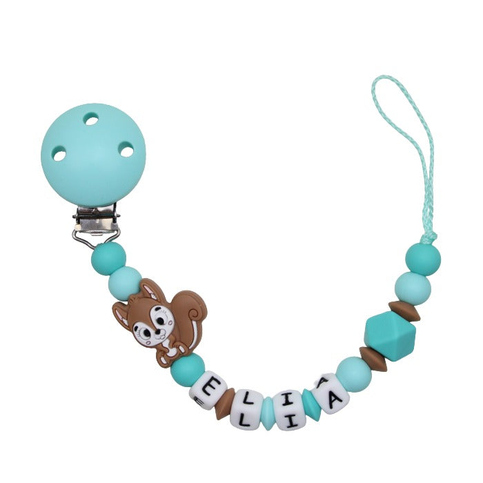 Nuggikette Silikon mit Name Eichhörnchen aqua:camel