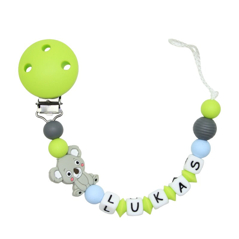 Nuggikette Silikon mit Name Koala lemon:pastellblau