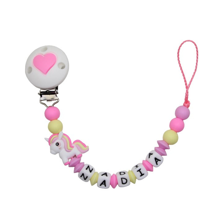 Nuggikette Silicone avec nom Star Pearls Salmon