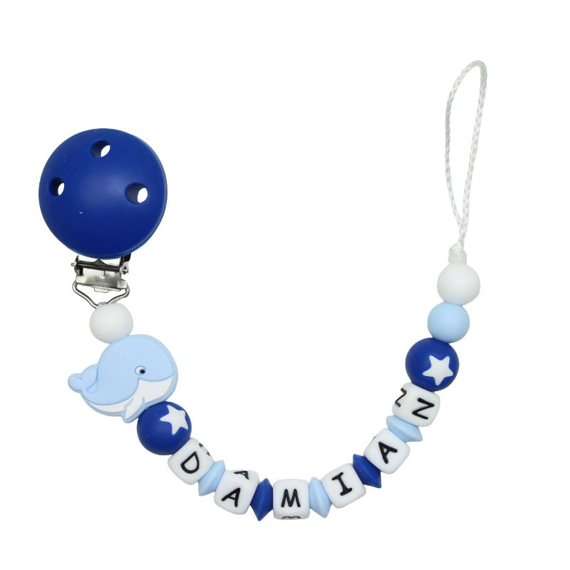 Nuggikette Silikon mit Name Walfisch royalblau