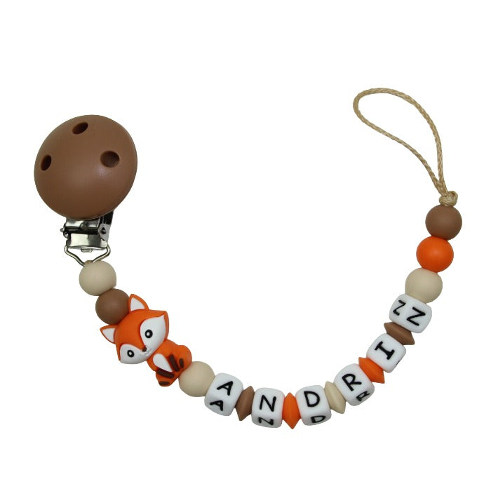 Nuggikette Silicone avec nom Fox Orange: Turquoise