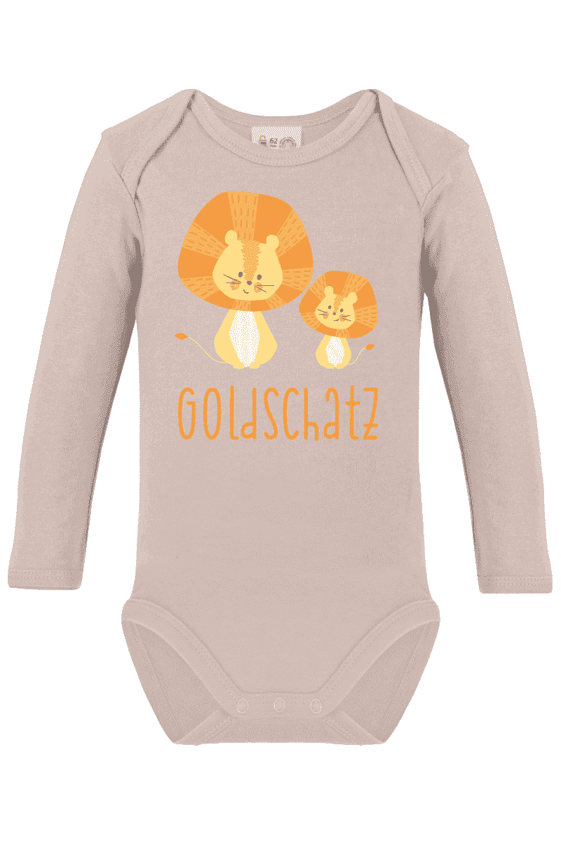 Long sleeve bodysuit printed with name and lion