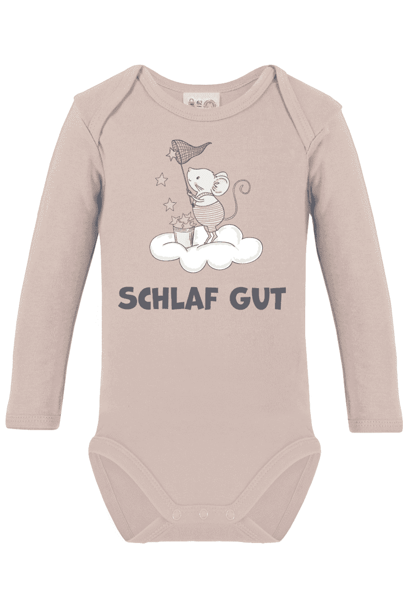Long sleeve bodysuit printed with name and mouse