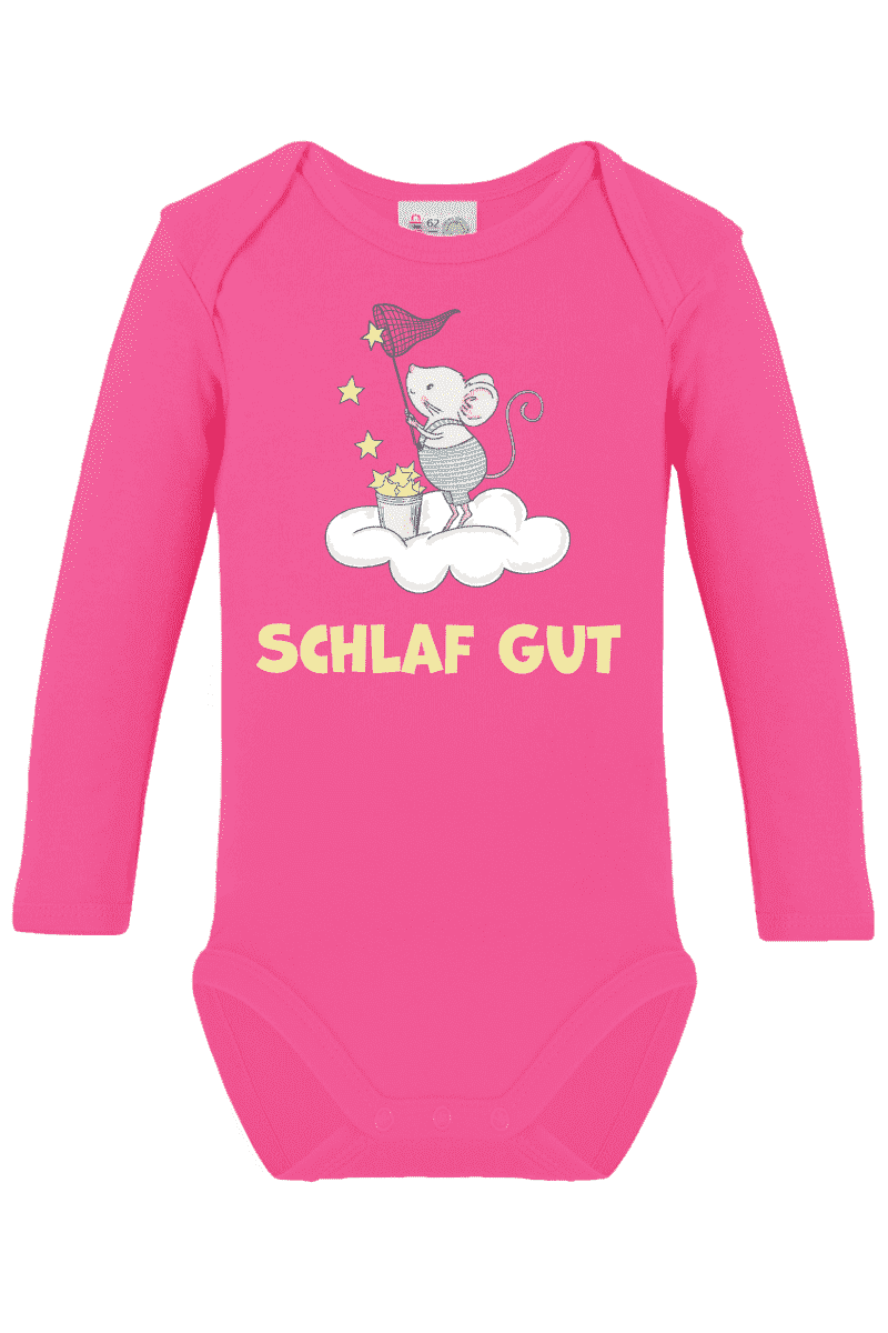 Long sleeve bodysuit printed with name and mouse