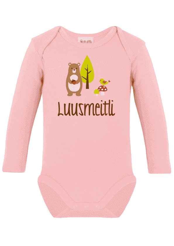 Long sleeve bodysuit printed with name and forest