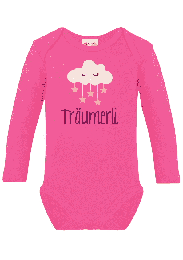 Long sleeve bodysuit printed with name and cloud