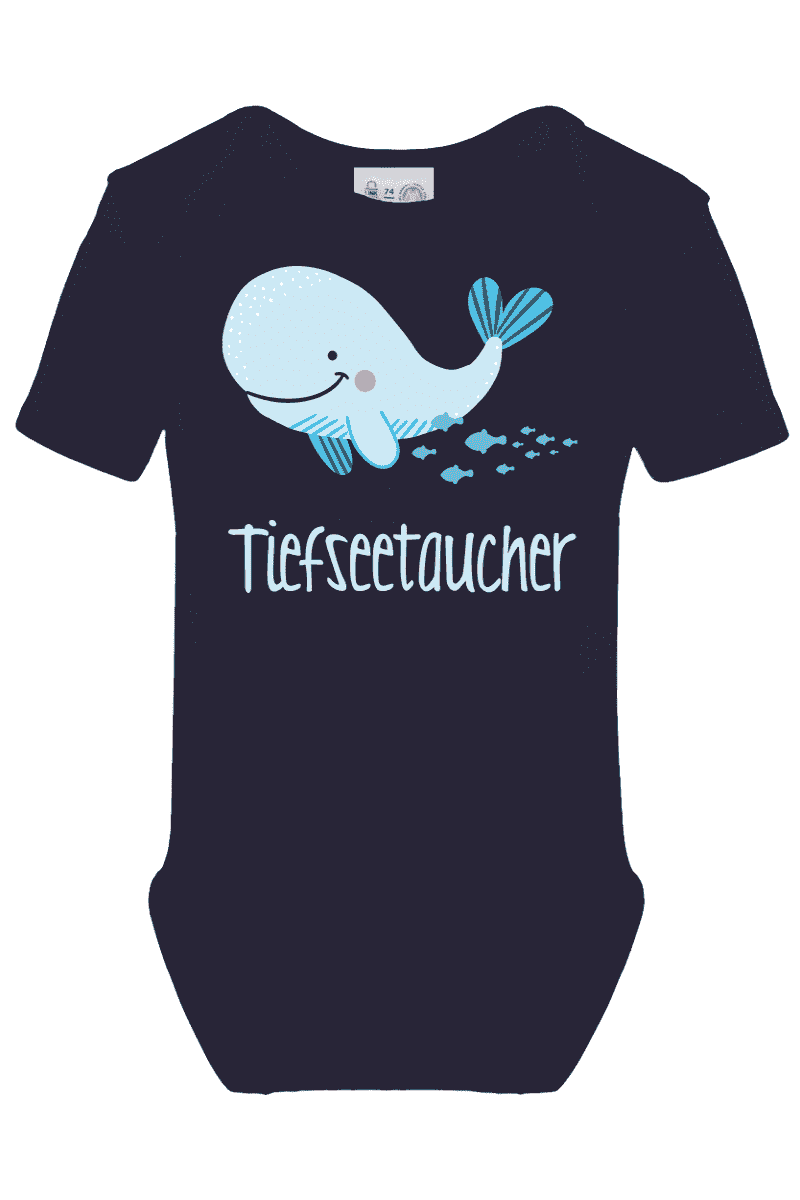 Short-sleeved body printed with name and whale