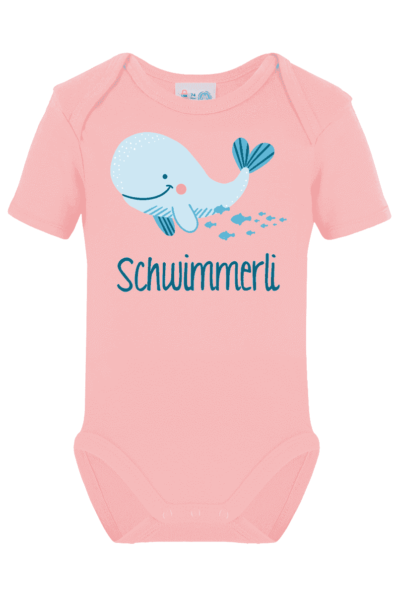 Short-sleeved body printed with name and whale
