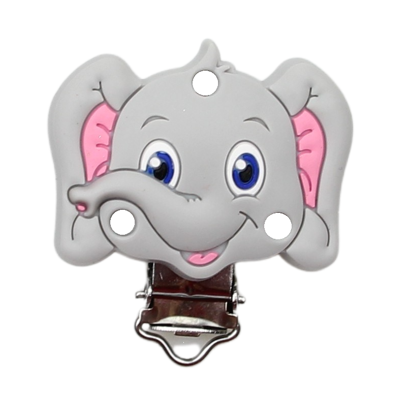 SILIKON fastening clip elephant light gray