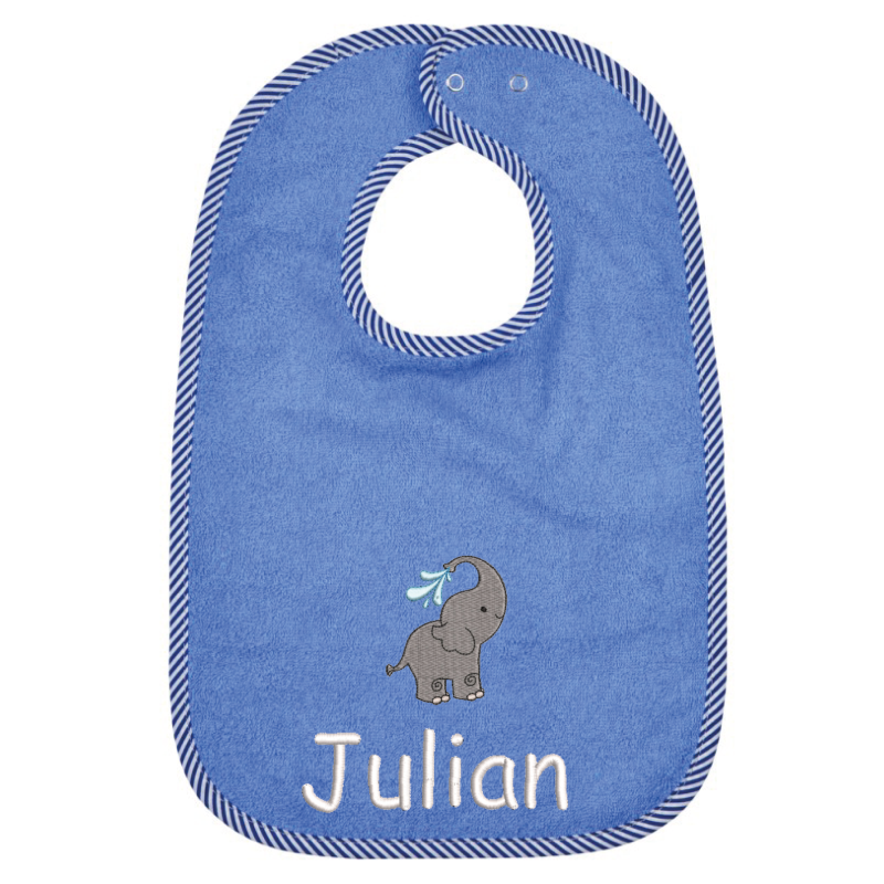 Bib with press stud embroidered with motif and name