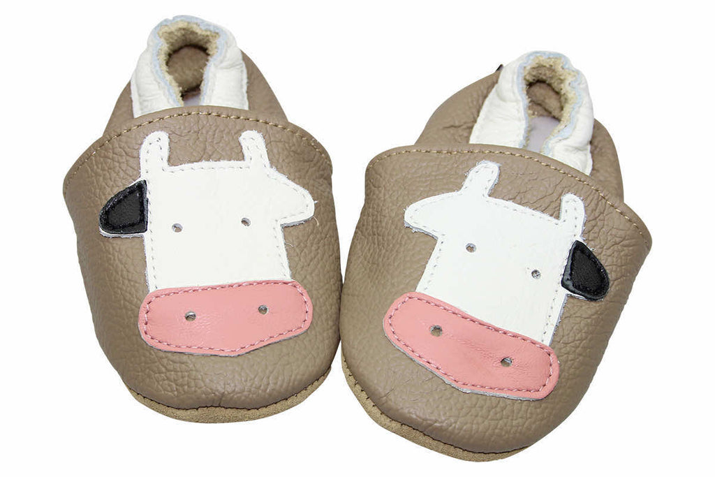 Leder Krabbelschuhe Kuh Krabbelschuhe Kuh Lederfinkli 0-6 Kuh