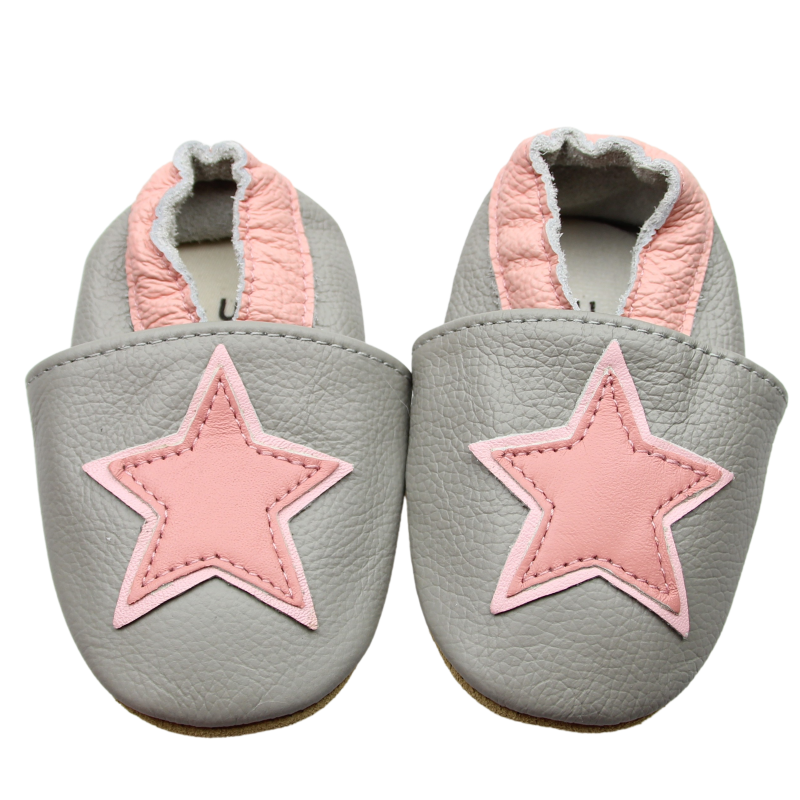 Leather finch 0-6 Mt. star pink:gray